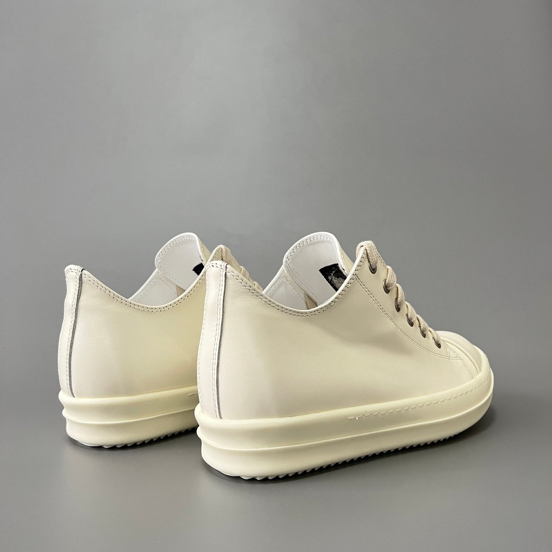 Aurora Custom Rick Owens Mainline Classic Ramones Low - Milk White Leather (1:1 Deconstructed) - Image 4