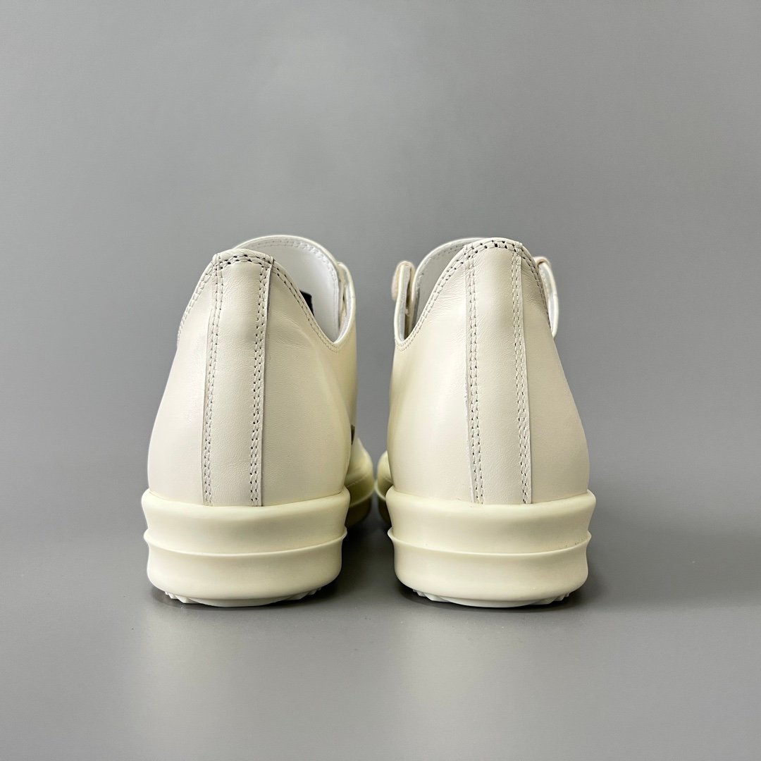 Aurora Custom Rick Owens Mainline Classic Ramones Low - Milk White Leather (1:1 Deconstructed) - Image 5