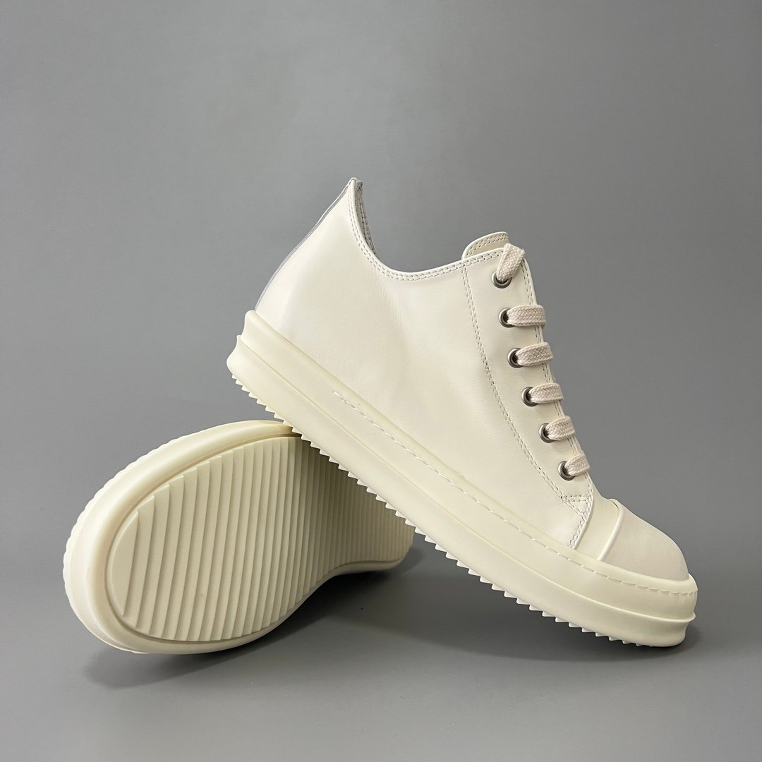 Aurora Custom Rick Owens Mainline Classic Ramones Low - Milk White Leather (1:1 Deconstructed) - Image 7