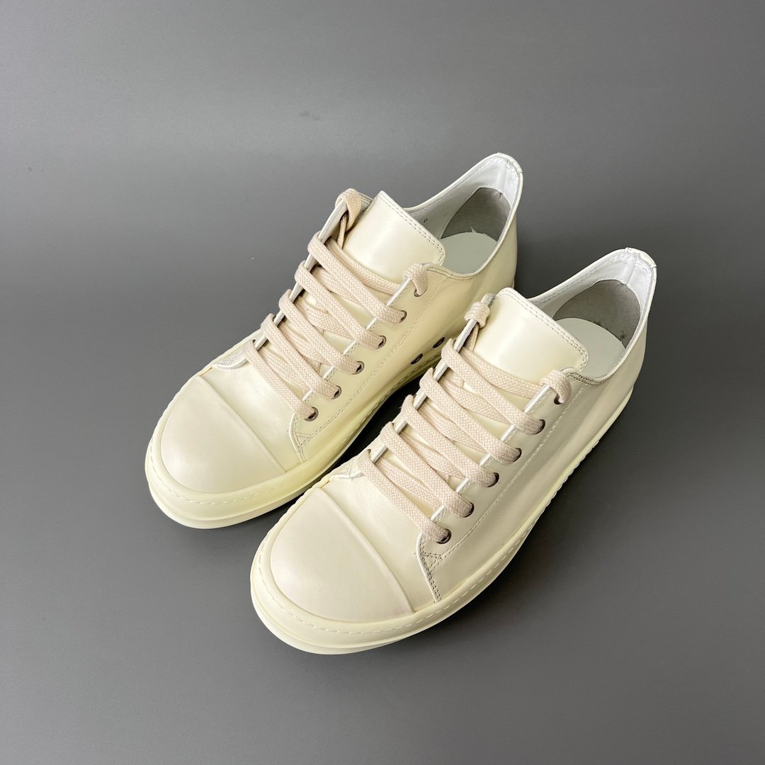 Aurora Custom Rick Owens Mainline Classic Ramones Low - Milk White Leather (1:1 Deconstructed) - Image 8
