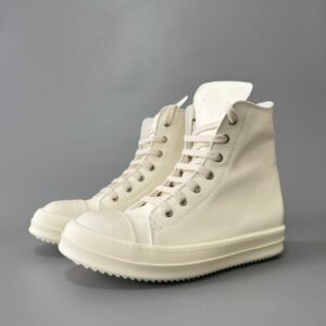Aurora Custom Rick Owens Mainline Classic High-Top - Premium All-Milk White Leather (1:1 Deconstructed)