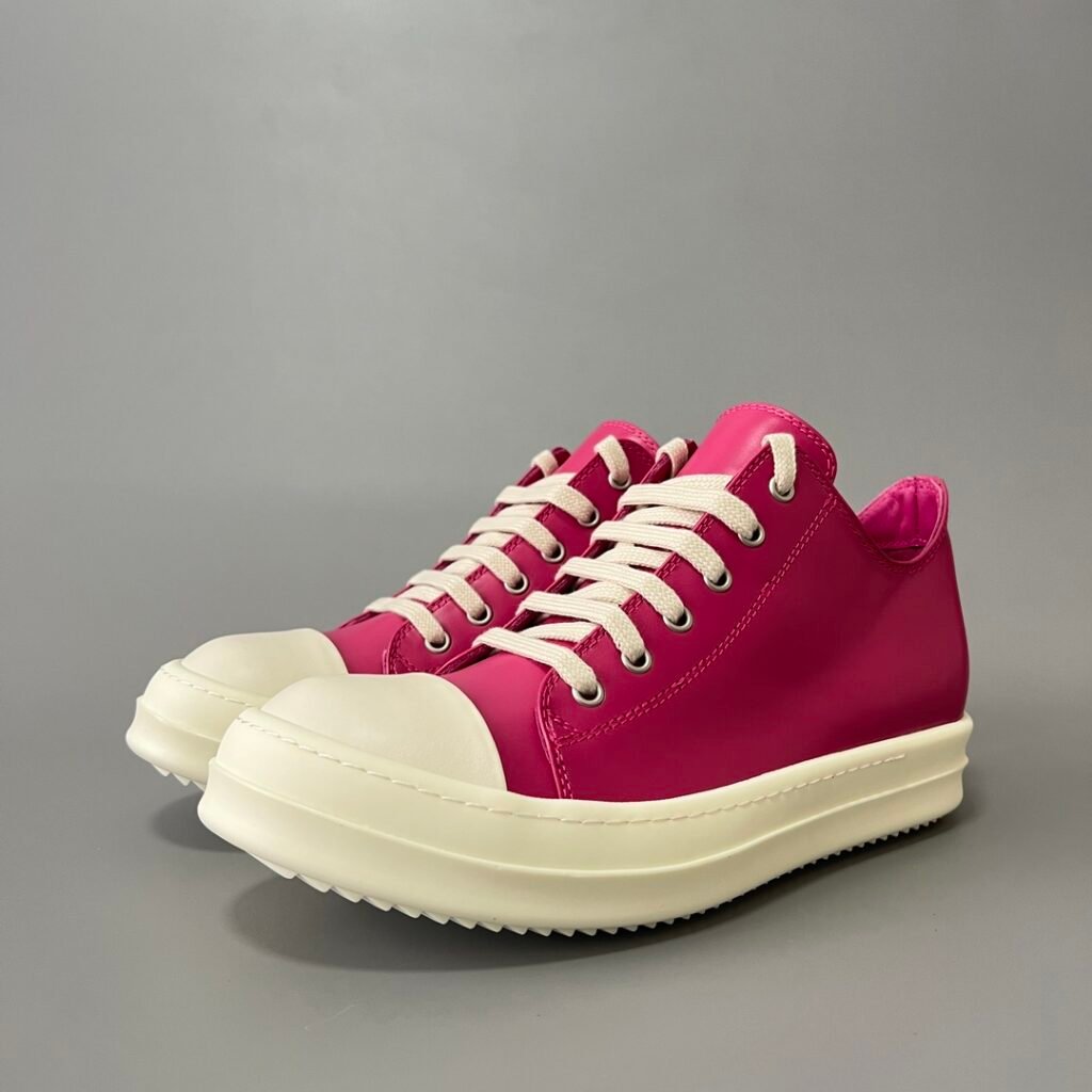Aurora Custom Rick Owens Mainline Classic Ramones Low - Fuchsia Pink Leather (1:1 Deconstructed)