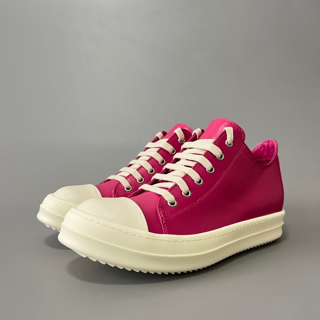 Aurora Custom Rick Owens Mainline Classic Ramones Low - Fuchsia Pink Leather (1:1 Deconstructed)
