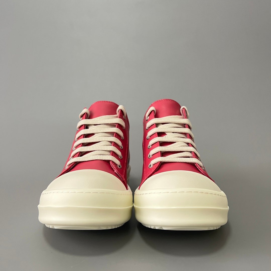 Aurora Custom Rick Owens Mainline Classic Ramones Low - Fuchsia Pink Leather (1:1 Deconstructed) - Image 2