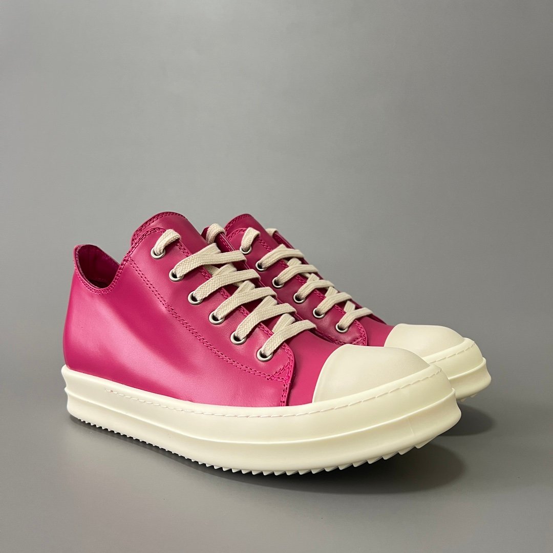 Aurora Custom Rick Owens Mainline Classic Ramones Low - Fuchsia Pink Leather (1:1 Deconstructed) - Image 3