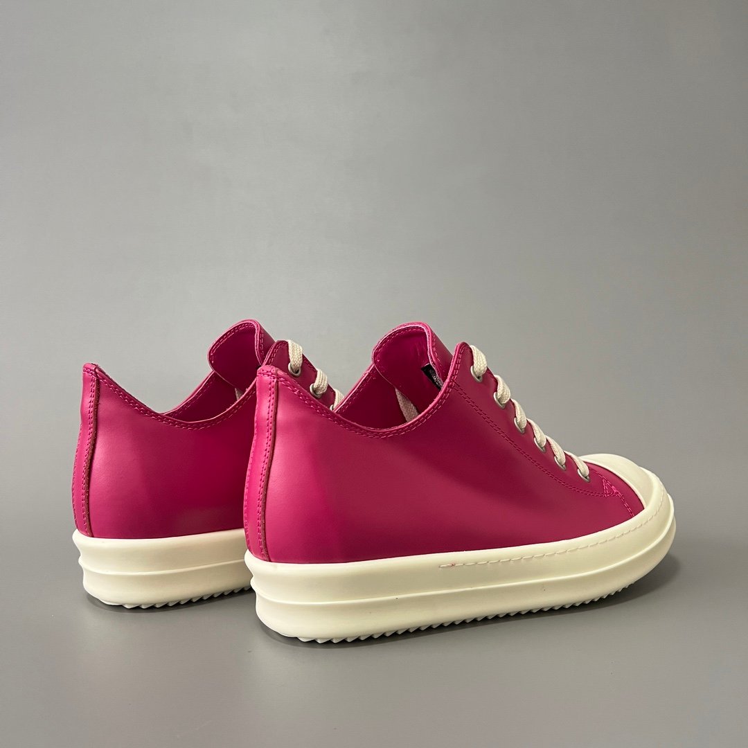 Aurora Custom Rick Owens Mainline Classic Ramones Low - Fuchsia Pink Leather (1:1 Deconstructed) - Image 4