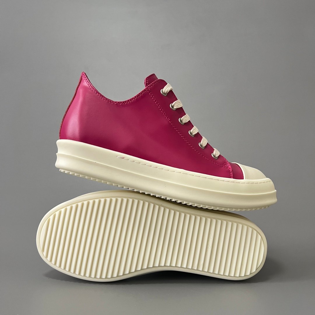 Aurora Custom Rick Owens Mainline Classic Ramones Low - Fuchsia Pink Leather (1:1 Deconstructed) - Image 6
