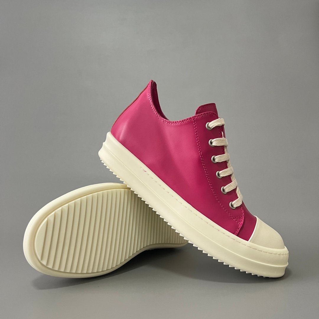 Aurora Custom Rick Owens Mainline Classic Ramones Low - Fuchsia Pink Leather (1:1 Deconstructed) - Image 7