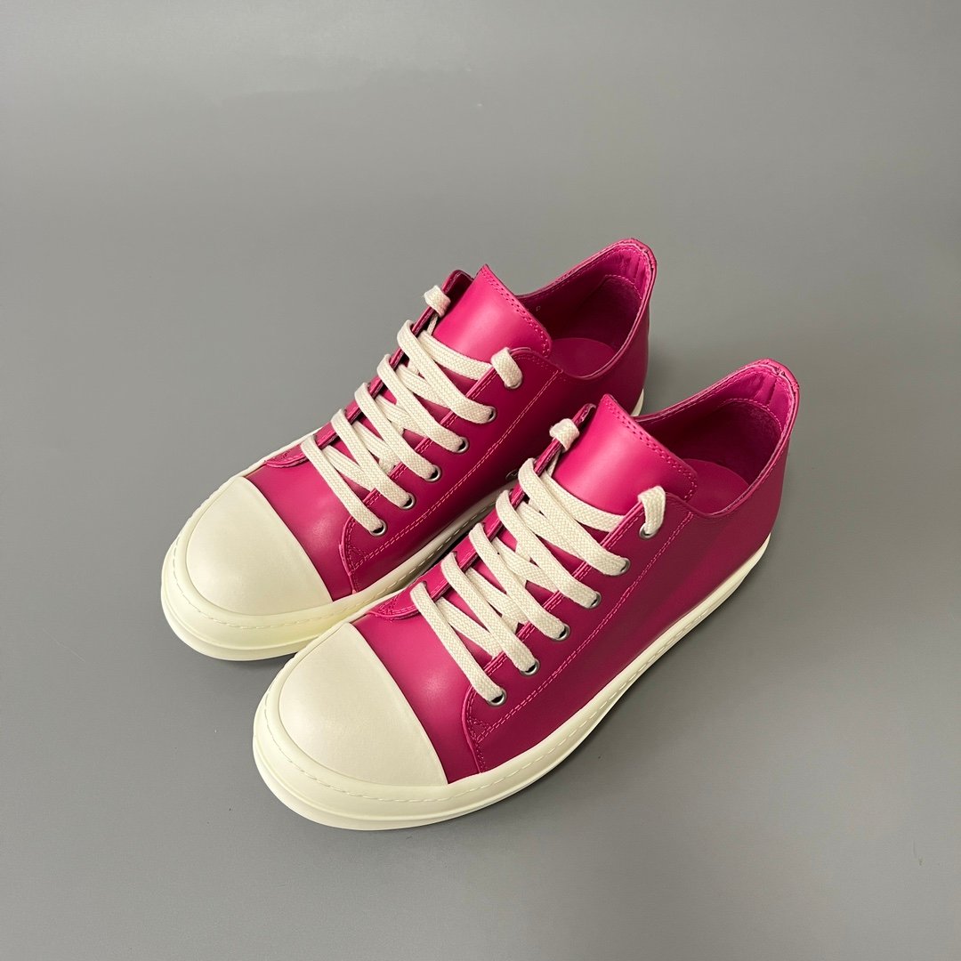 Aurora Custom Rick Owens Mainline Classic Ramones Low - Fuchsia Pink Leather (1:1 Deconstructed) - Image 8