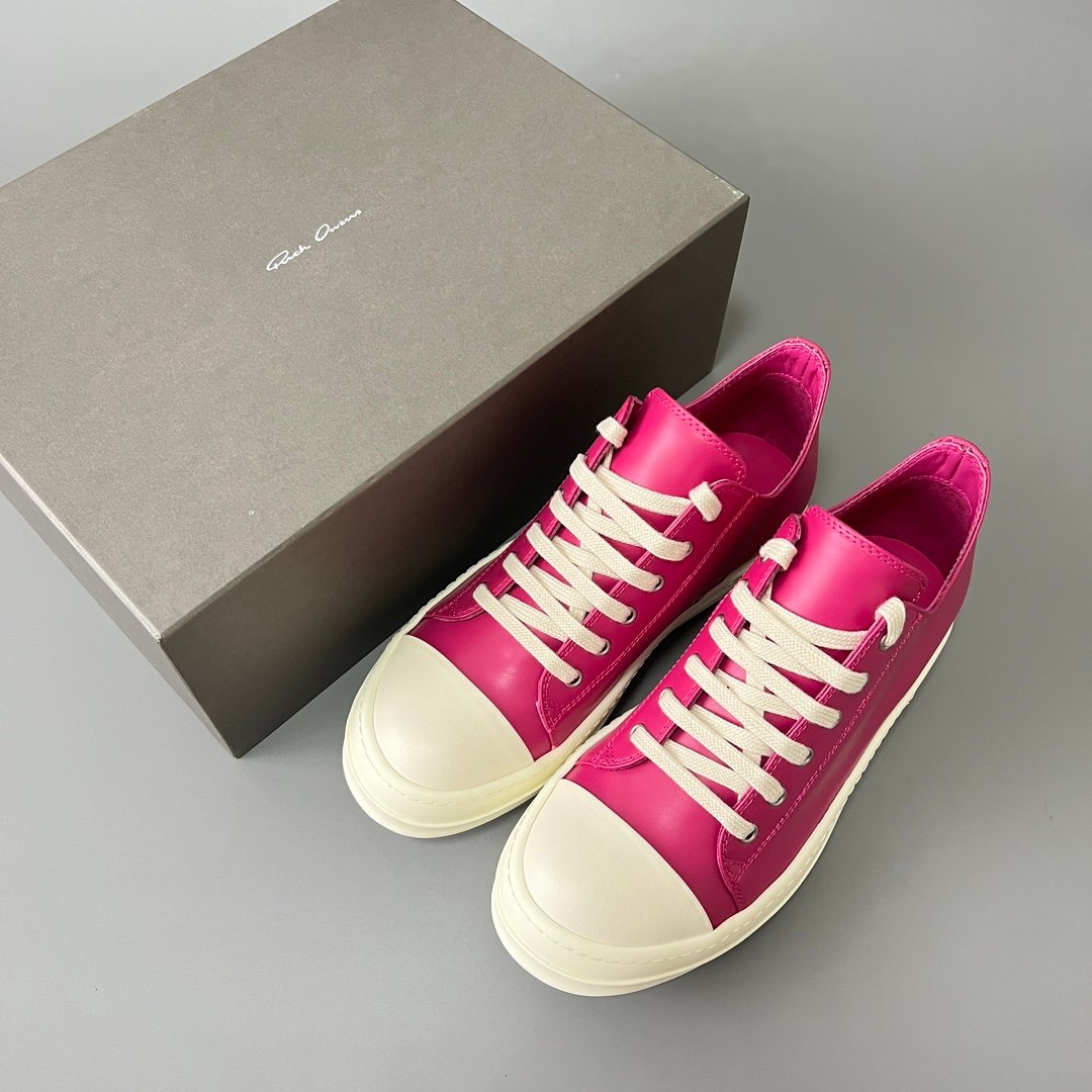 Aurora Custom Rick Owens Mainline Classic Ramones Low - Fuchsia Pink Leather (1:1 Deconstructed) - Image 9