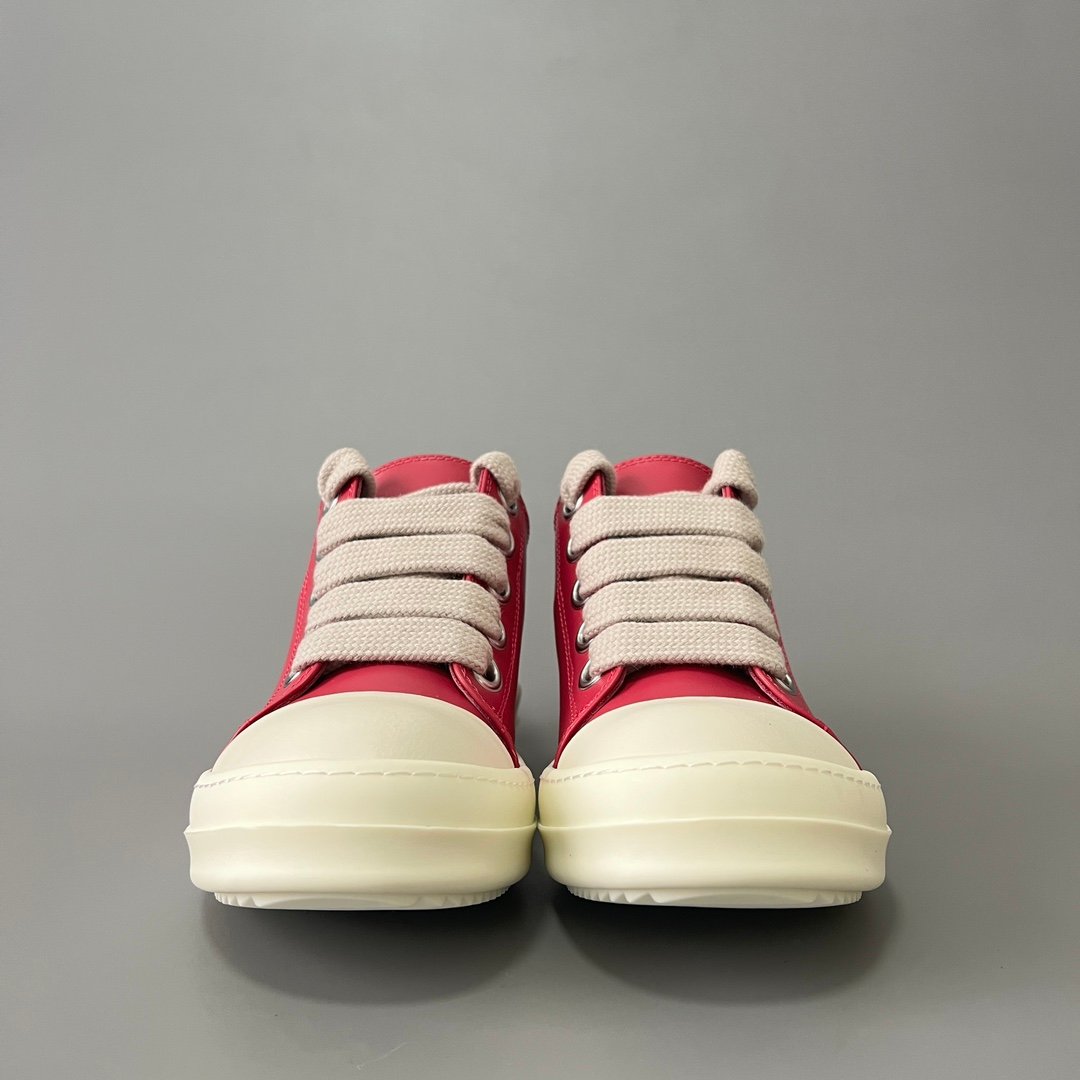 Aurora Custom Rick Owens Mainline Classic Low Jumbo Lace - Fuchsia Pink Leather (1:1 Deconstructed) - Image 2
