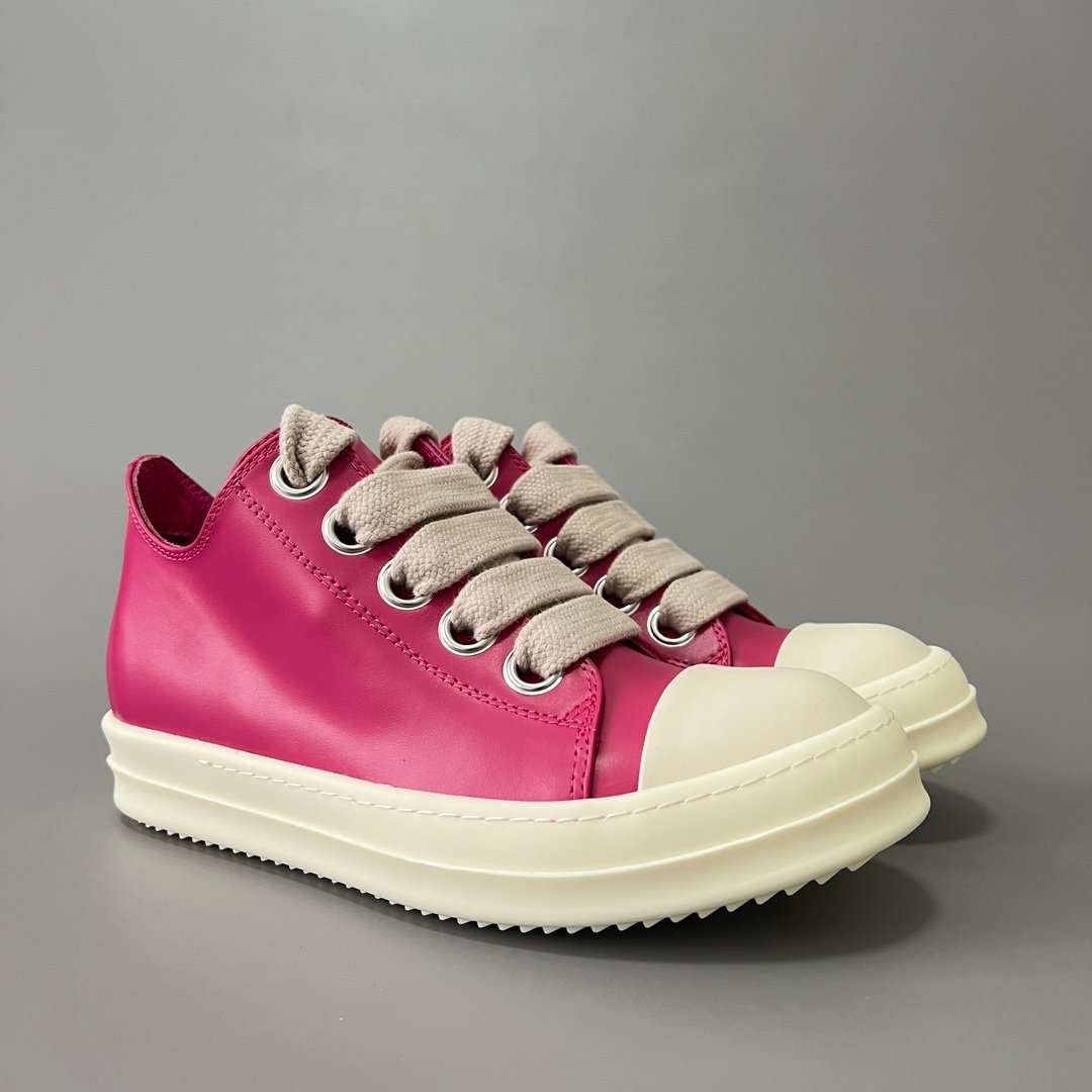 Aurora Custom Rick Owens Mainline Classic Low Jumbo Lace - Fuchsia Pink Leather (1:1 Deconstructed) - Image 3