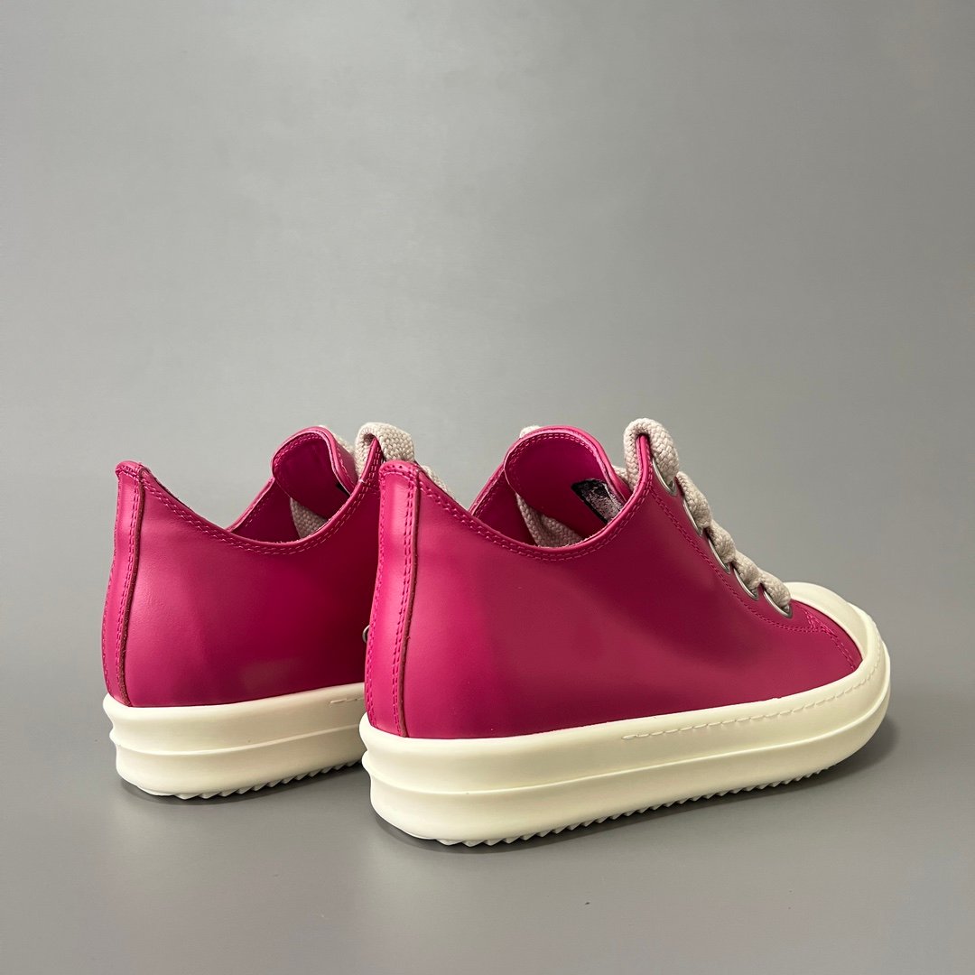 Aurora Custom Rick Owens Mainline Classic Low Jumbo Lace - Fuchsia Pink Leather (1:1 Deconstructed) - Image 4