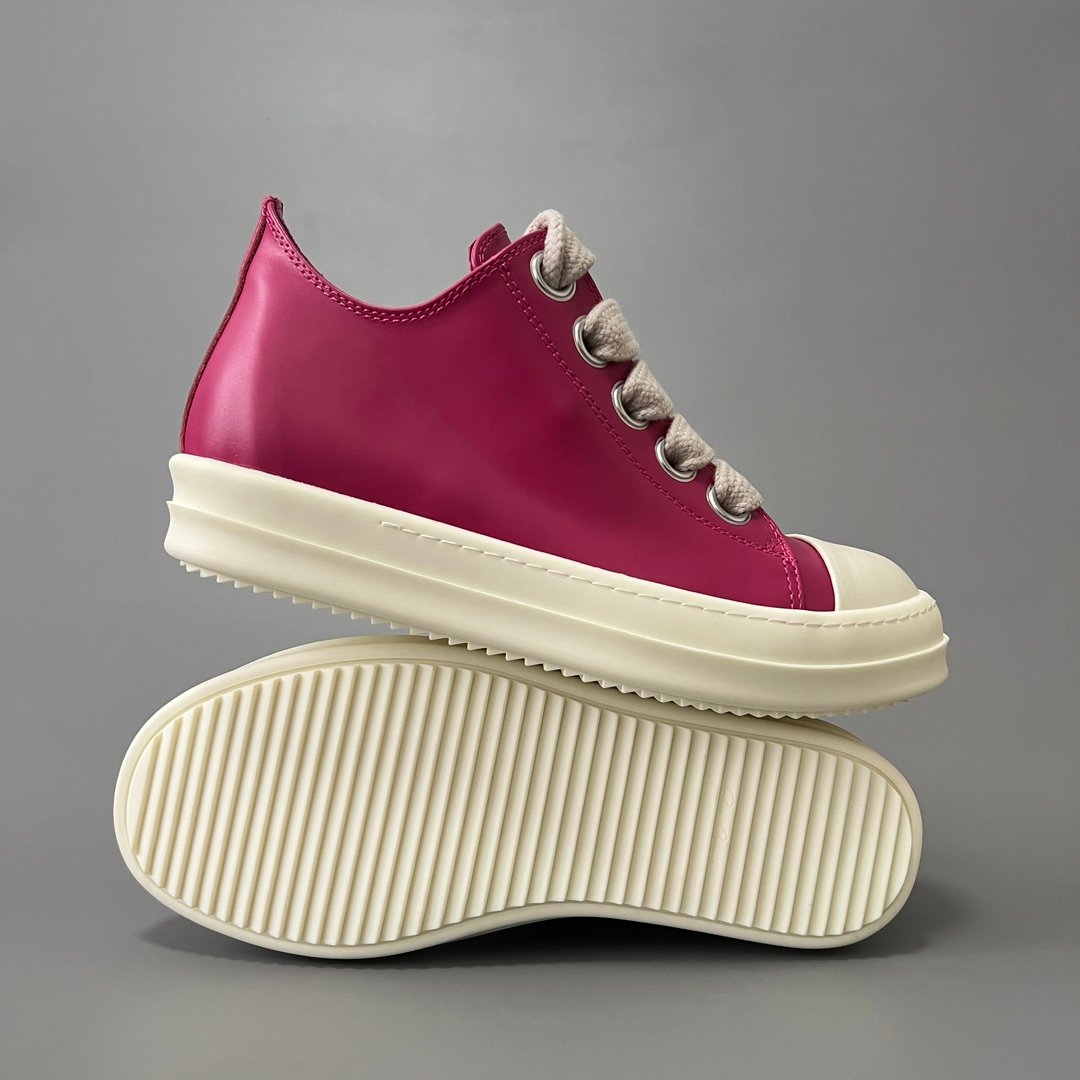Aurora Custom Rick Owens Mainline Classic Low Jumbo Lace - Fuchsia Pink Leather (1:1 Deconstructed) - Image 6