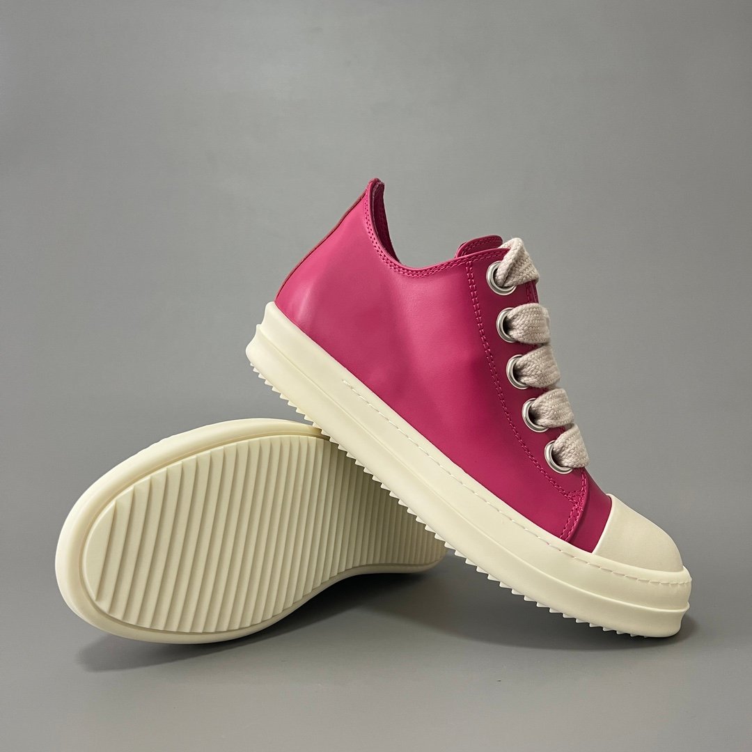 Aurora Custom Rick Owens Mainline Classic Low Jumbo Lace - Fuchsia Pink Leather (1:1 Deconstructed) - Image 7