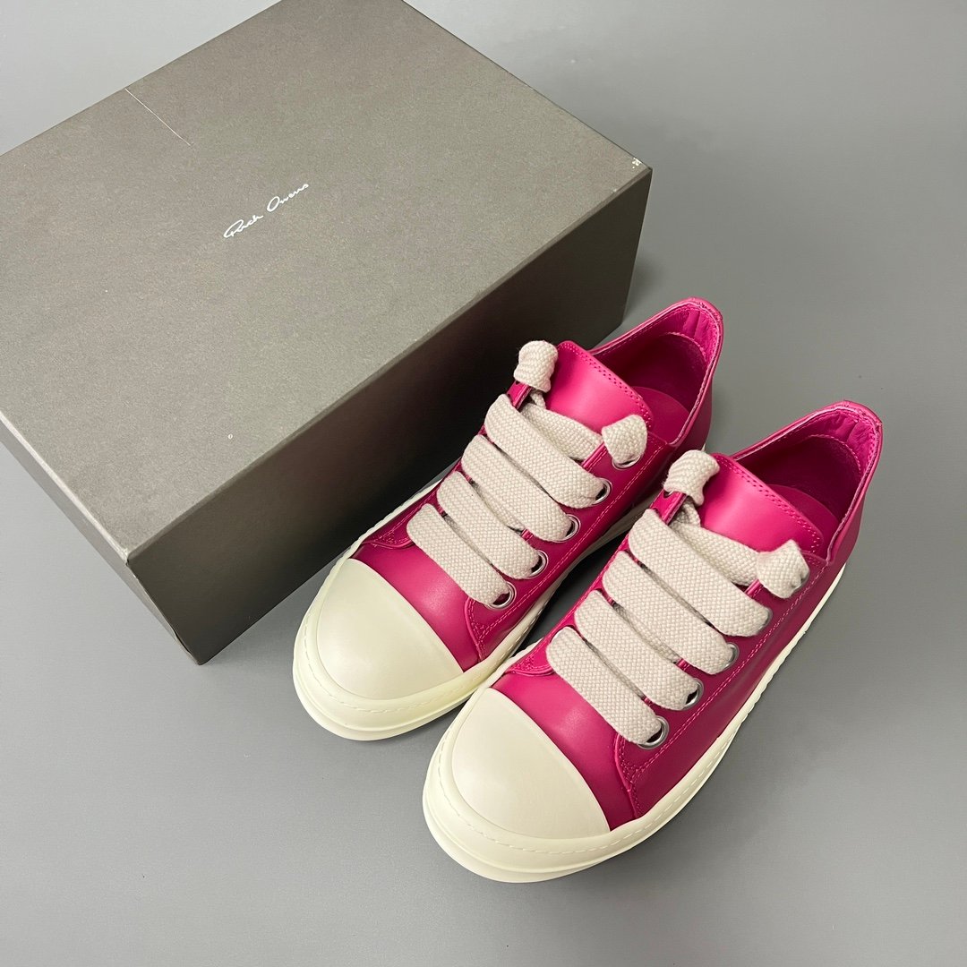 Aurora Custom Rick Owens Mainline Classic Low Jumbo Lace - Fuchsia Pink Leather (1:1 Deconstructed) - Image 9