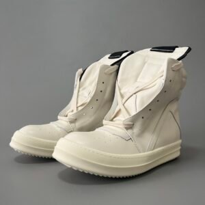 Aurora Custom Rick Owens Mainline Geobasket - All-Milk White Leather (1:1 Deconstructed)