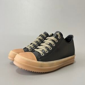 Aurora Custom Rick Owens Mainline Classic Ramones Low - Black Leather with Amber Translucent Sole (1:1 Deconstructed)