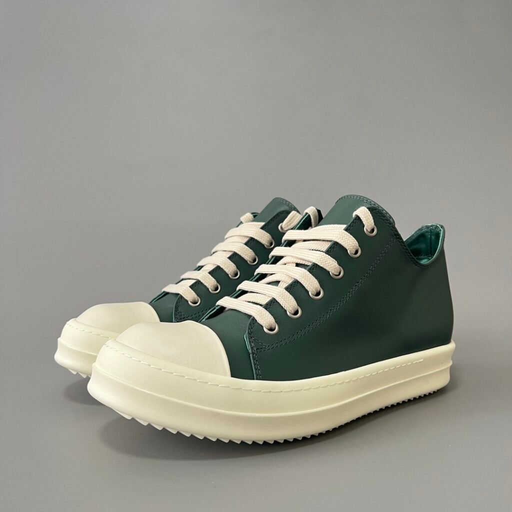 Aurora Custom Rick Owens Mainline Classic Ramones Low - Forest Green Leather (1:1 Deconstructed)