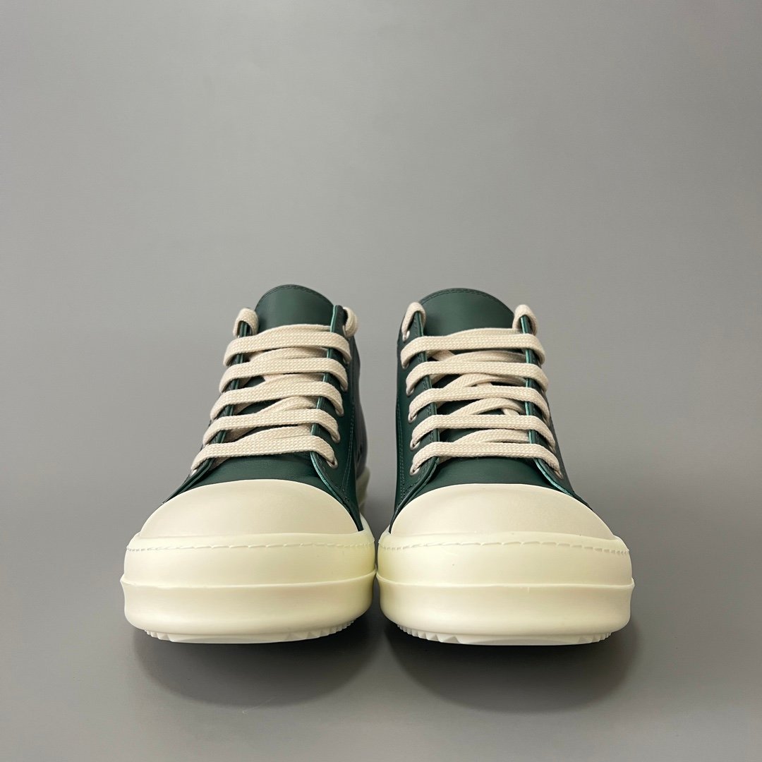 Aurora Custom Rick Owens Mainline Classic Ramones Low - Forest Green Leather (1:1 Deconstructed) - Image 2