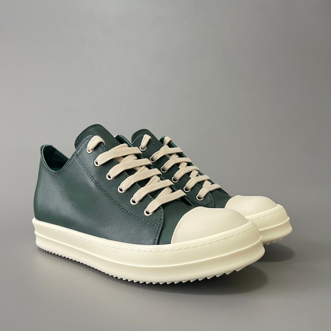 Aurora Custom Rick Owens Mainline Classic Ramones Low - Forest Green Leather (1:1 Deconstructed) - Image 3
