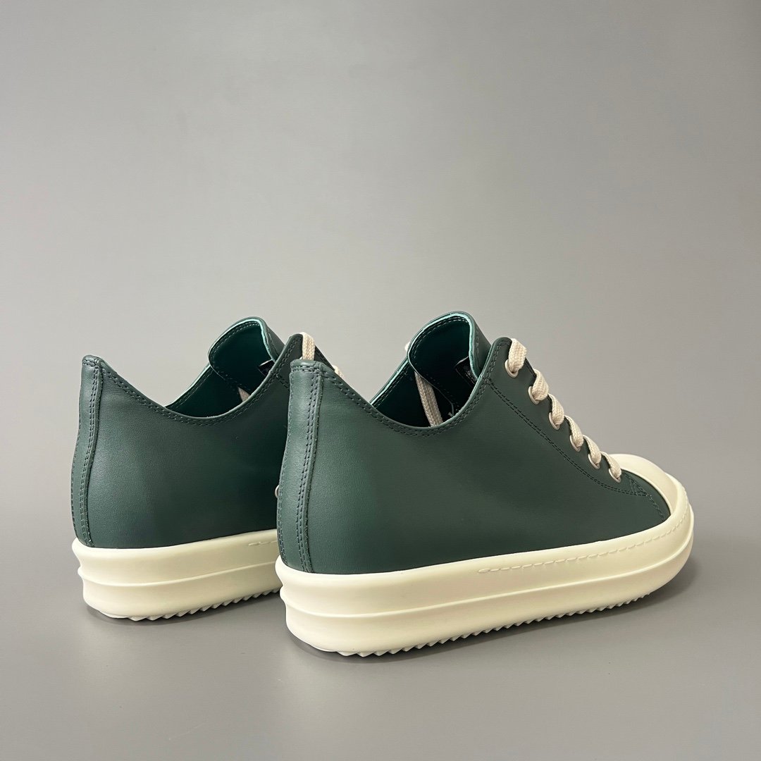 Aurora Custom Rick Owens Mainline Classic Ramones Low - Forest Green Leather (1:1 Deconstructed) - Image 4
