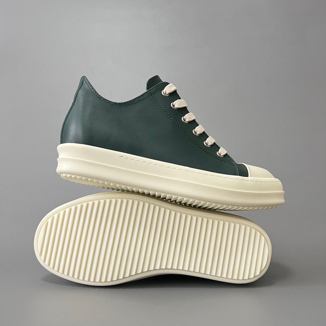 Aurora Custom Rick Owens Mainline Classic Ramones Low - Forest Green Leather (1:1 Deconstructed) - Image 6