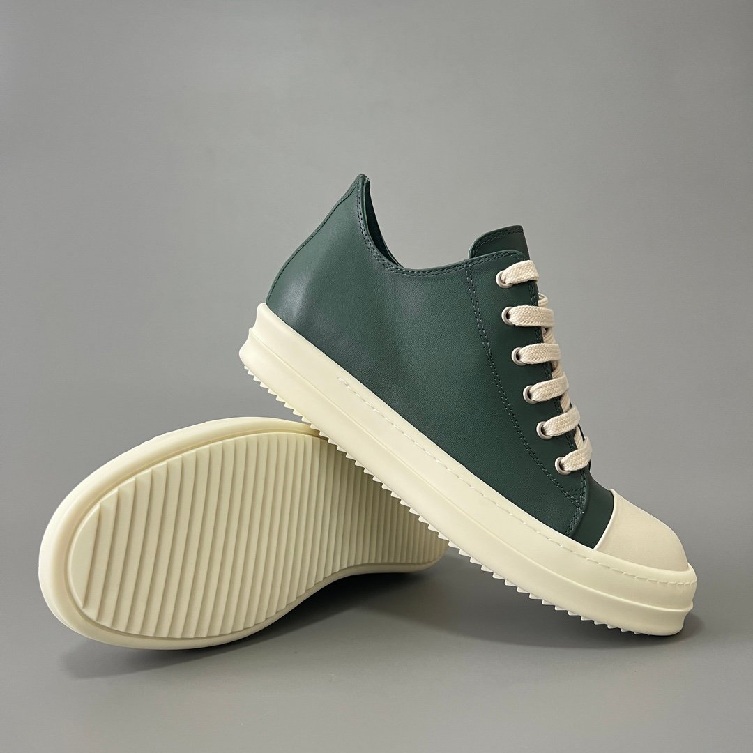 Aurora Custom Rick Owens Mainline Classic Ramones Low - Forest Green Leather (1:1 Deconstructed) - Image 7