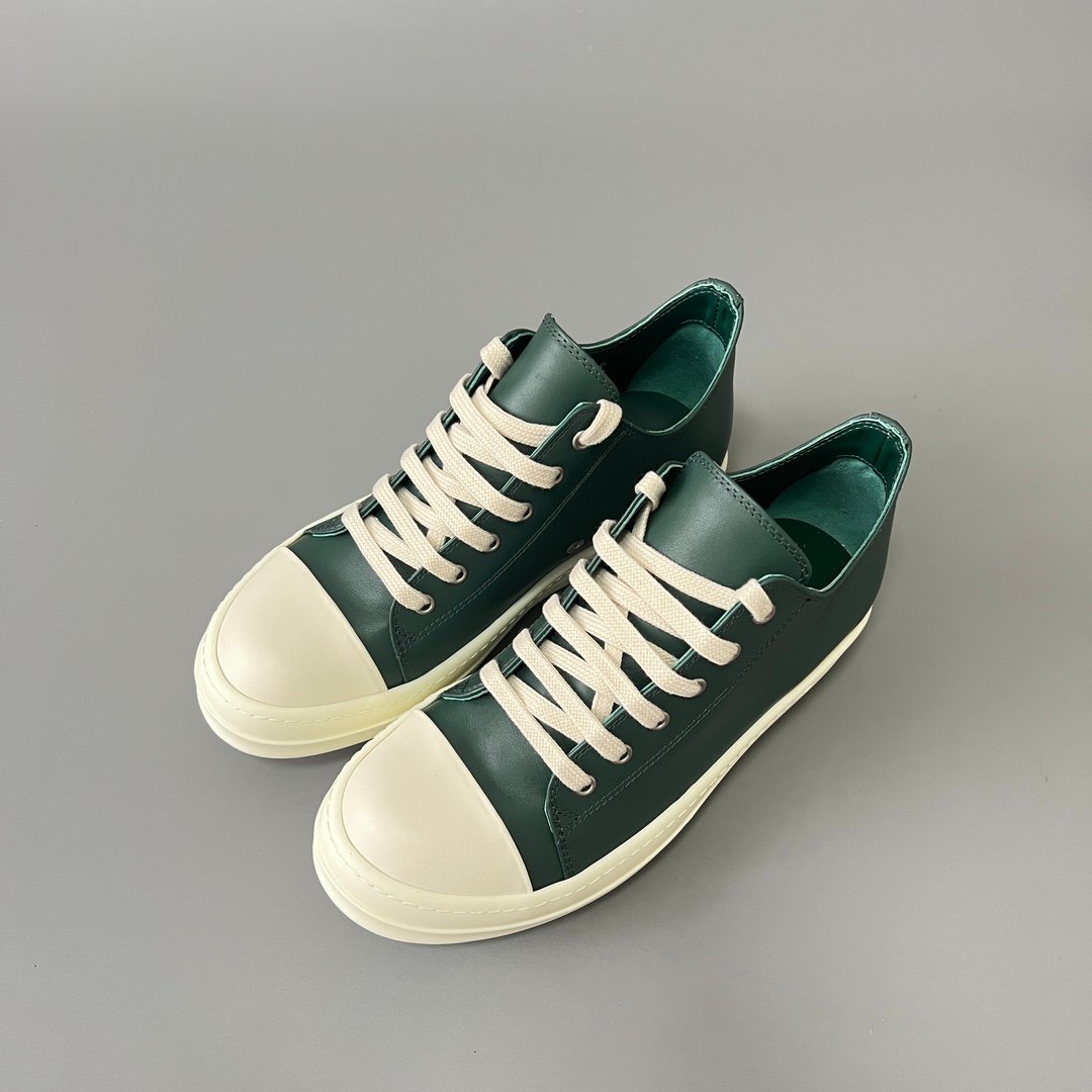 Aurora Custom Rick Owens Mainline Classic Ramones Low - Forest Green Leather (1:1 Deconstructed) - Image 8