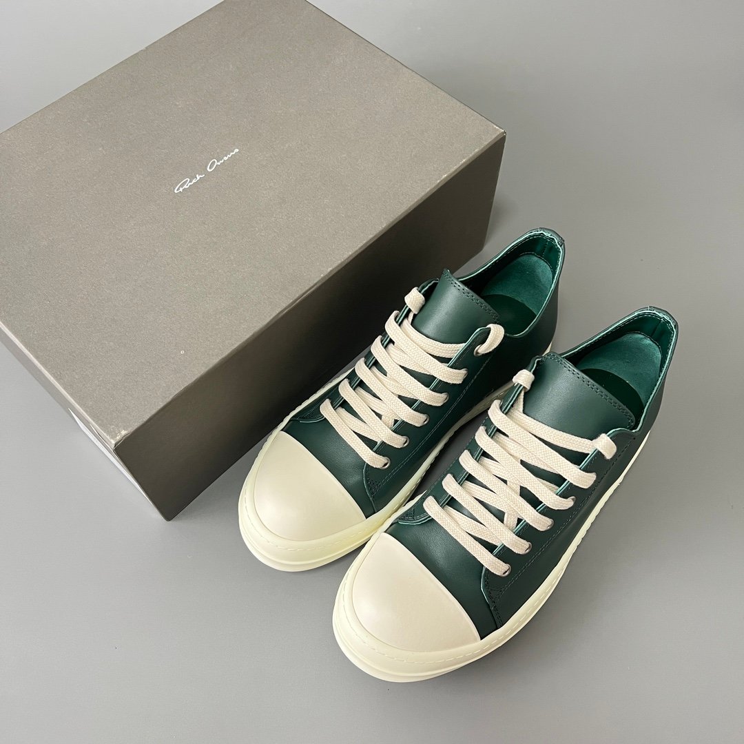 Aurora Custom Rick Owens Mainline Classic Ramones Low - Forest Green Leather (1:1 Deconstructed) - Image 9