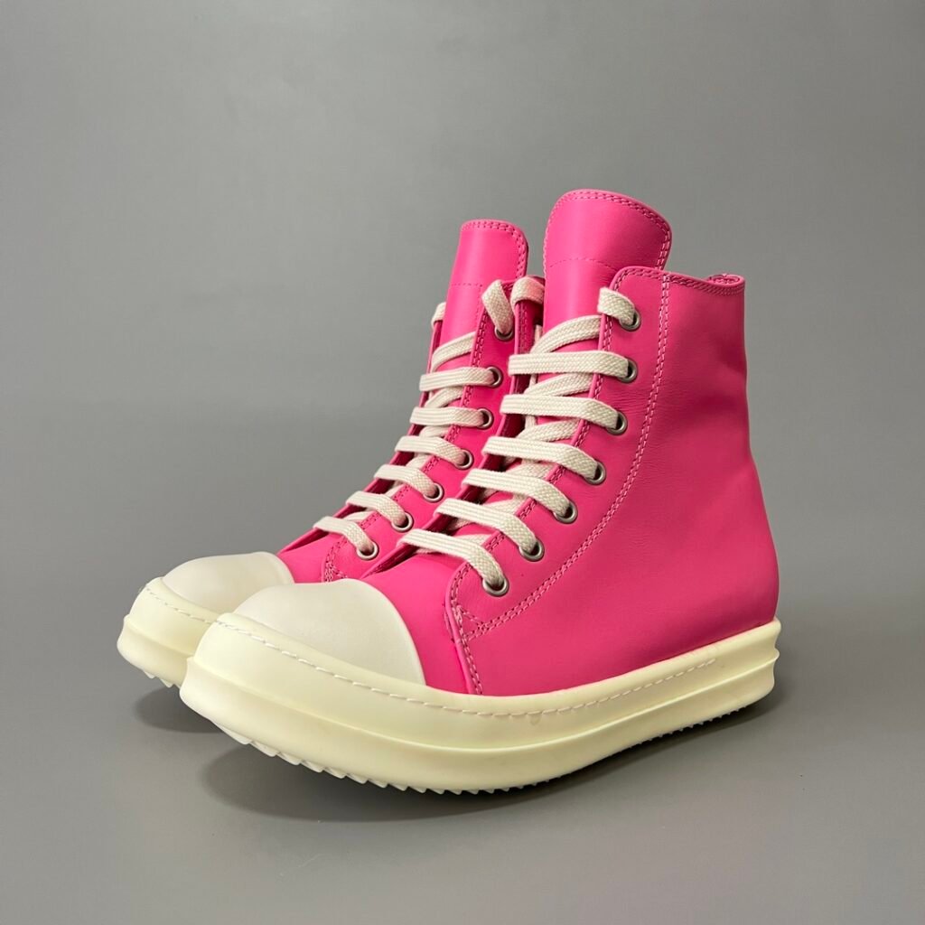 Aurora Custom Rick Owens Mainline Classic High-Top - Hot Pink Smooth Calfskin (1:1 Deconstructed)