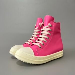 Aurora Custom Rick Owens Mainline Classic High-Top - Hot Pink Smooth Calfskin (1:1 Deconstructed)