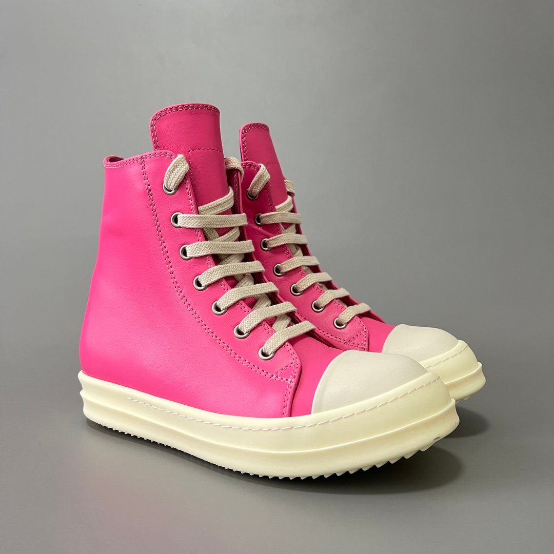 Aurora Custom Rick Owens Mainline Classic High-Top - Hot Pink Smooth Calfskin (1:1 Deconstructed) - Image 3