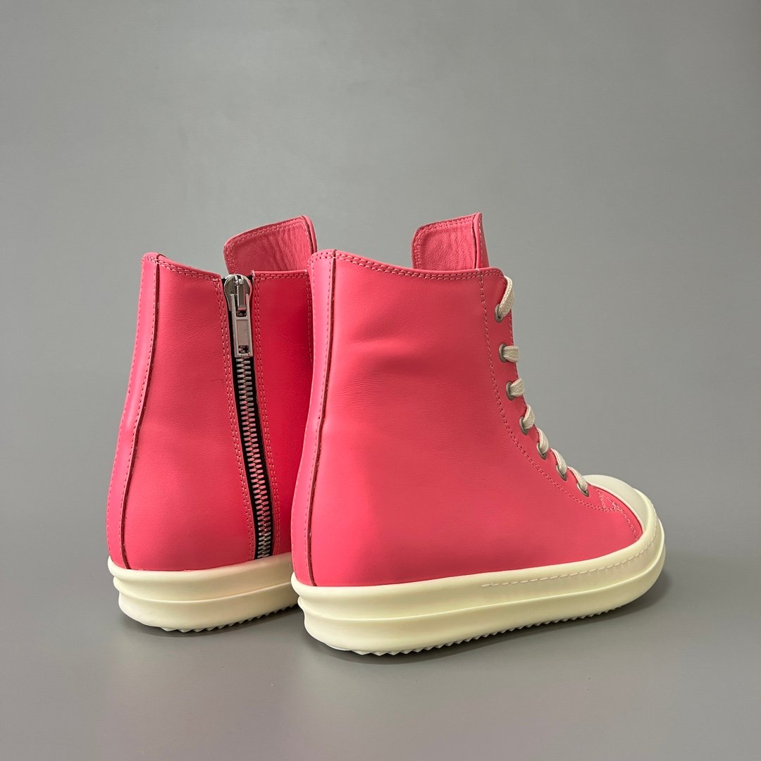 Aurora Custom Rick Owens Mainline Classic High-Top - Hot Pink Smooth Calfskin (1:1 Deconstructed) - Image 4