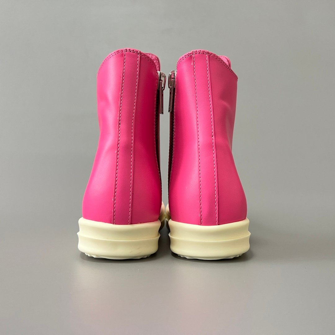 Aurora Custom Rick Owens Mainline Classic High-Top - Hot Pink Smooth Calfskin (1:1 Deconstructed) - Image 5