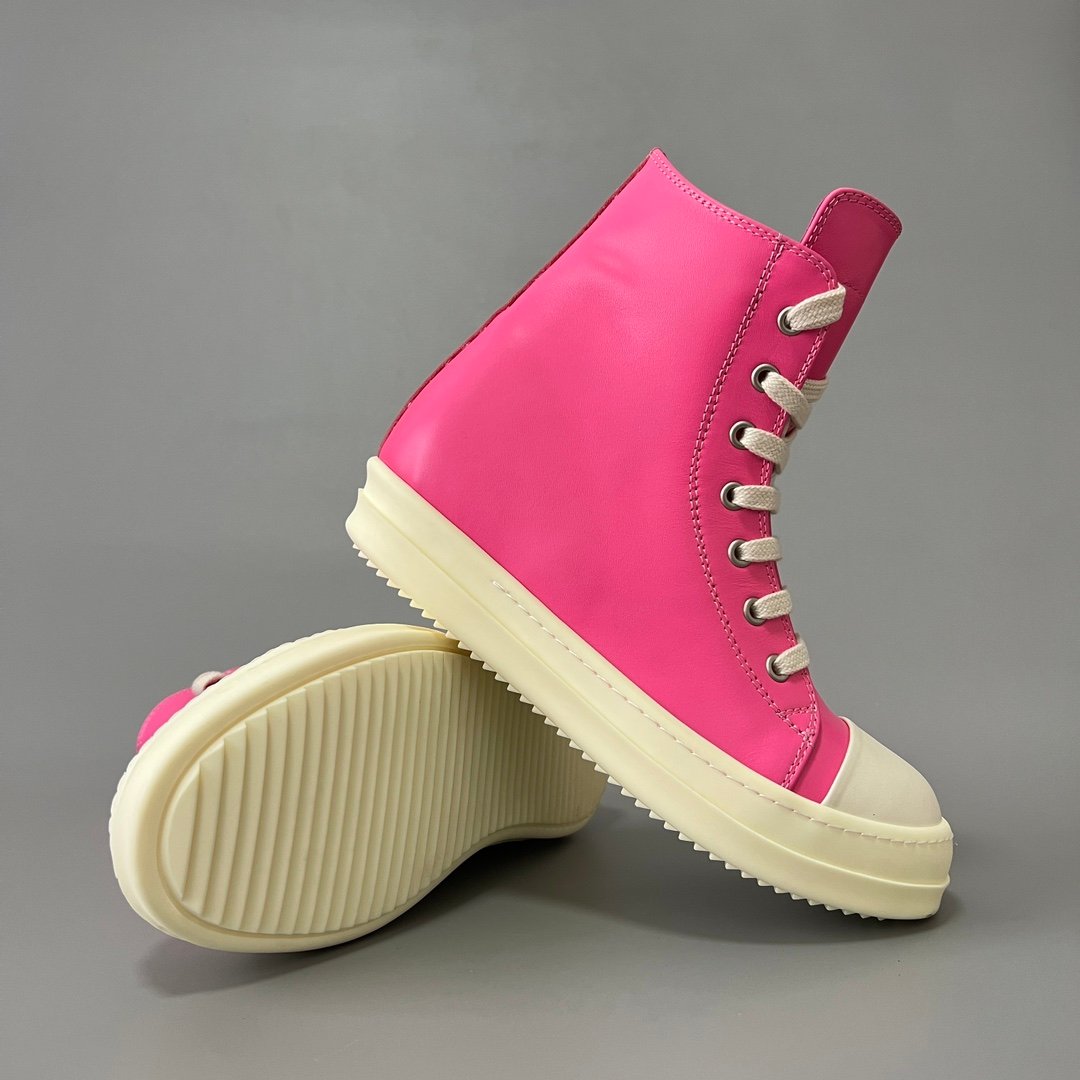 Aurora Custom Rick Owens Mainline Classic High-Top - Hot Pink Smooth Calfskin (1:1 Deconstructed) - Image 7
