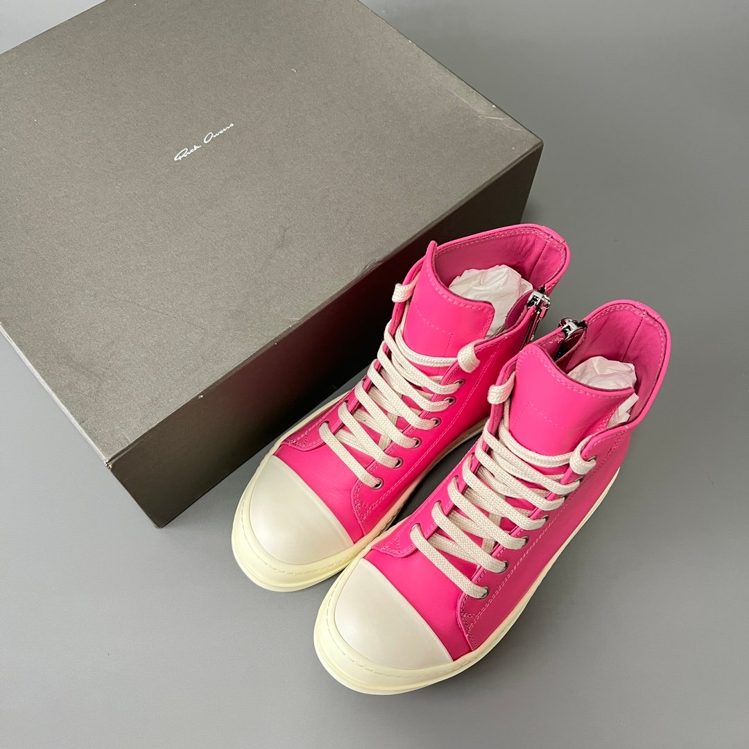 Aurora Custom Rick Owens Mainline Classic High-Top - Hot Pink Smooth Calfskin (1:1 Deconstructed) - Image 9