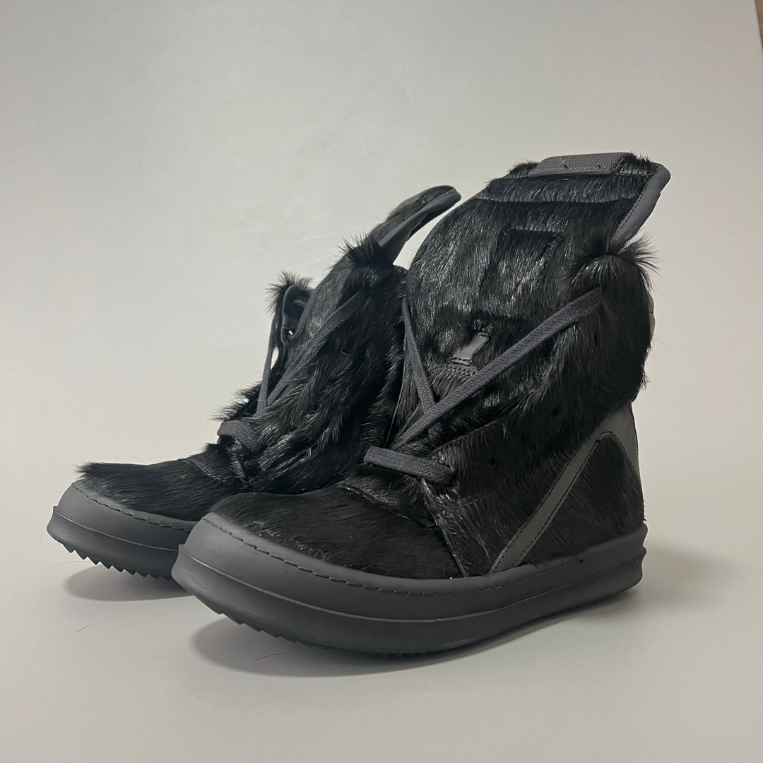 Aurora Custom Rick Owens Mainline Geobasket - "Murdered Out" Triple Black Pony Hair (1:1 Deconstructed)