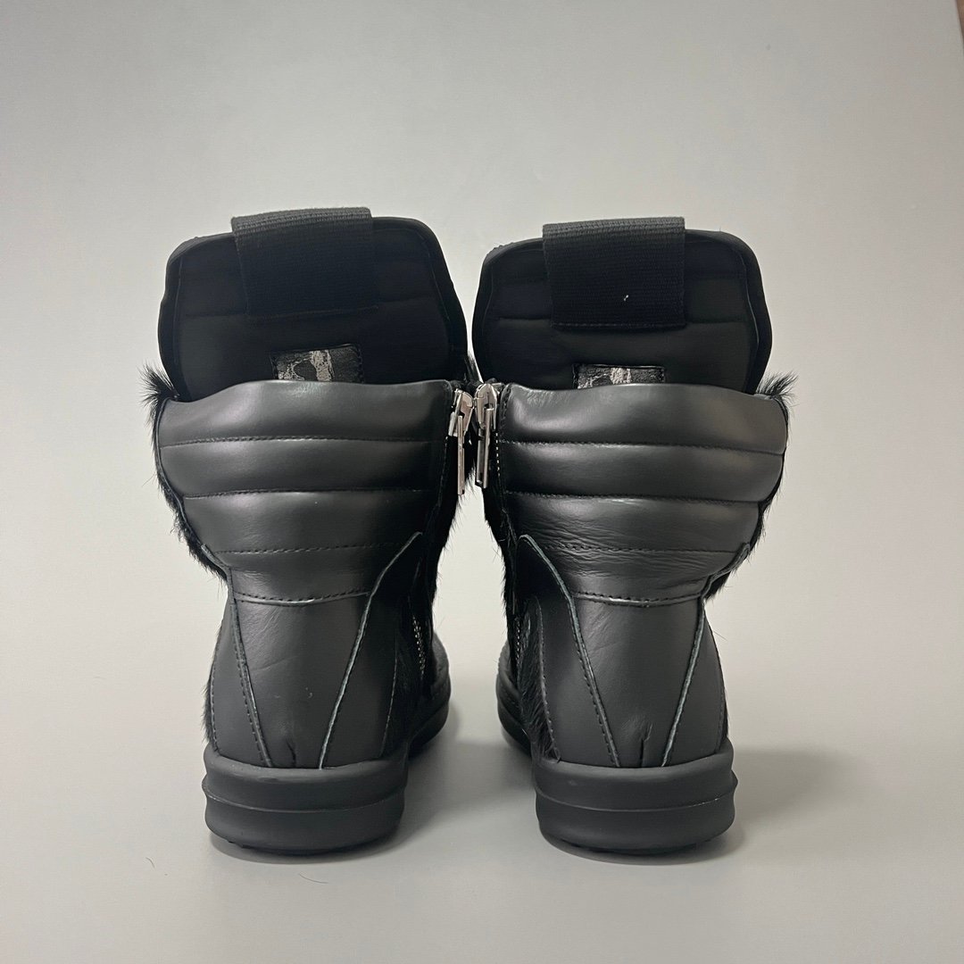 Aurora Custom Rick Owens Mainline Geobasket - "Murdered Out" Triple Black Pony Hair (1:1 Deconstructed) - Image 5