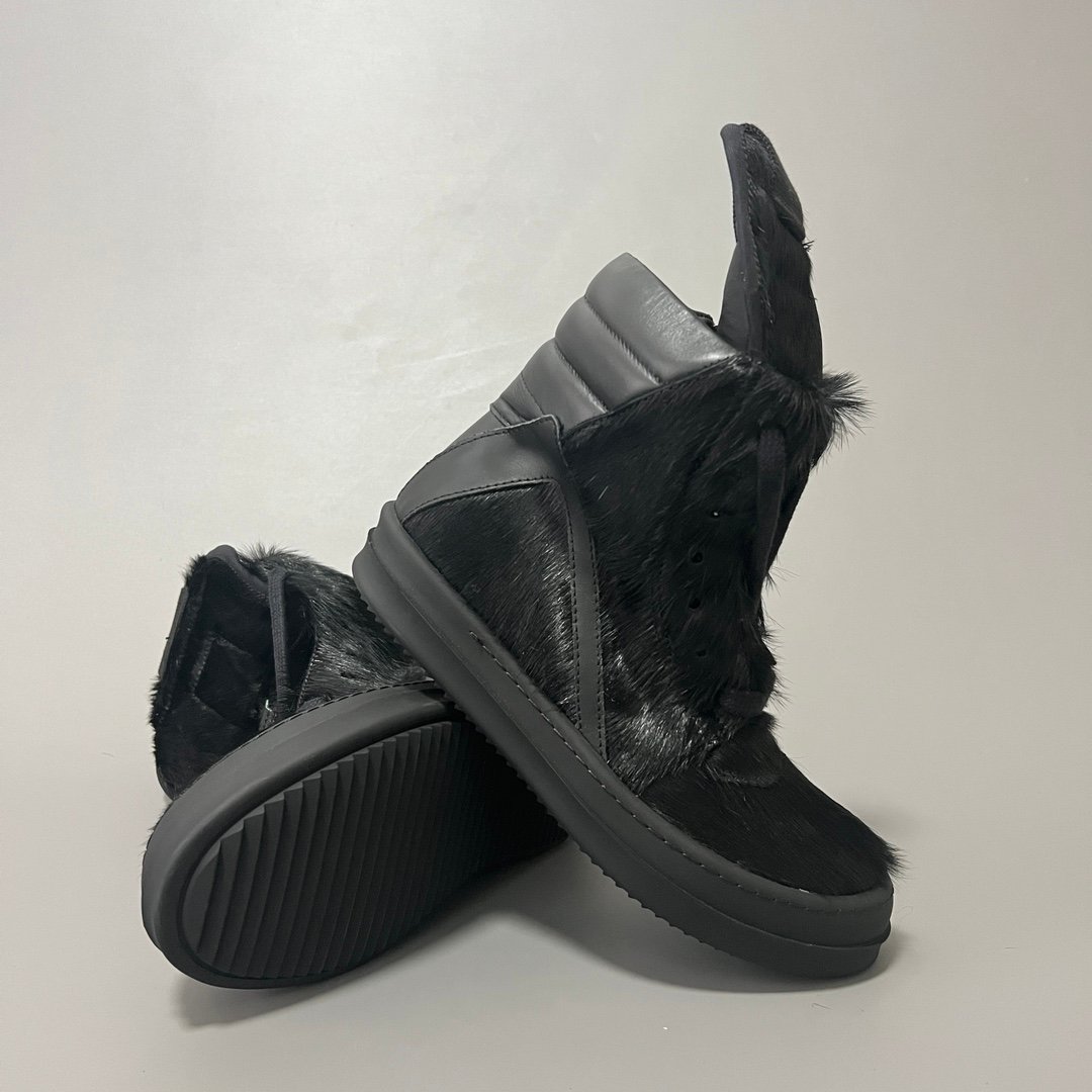 Aurora Custom Rick Owens Mainline Geobasket - "Murdered Out" Triple Black Pony Hair (1:1 Deconstructed) - Image 7