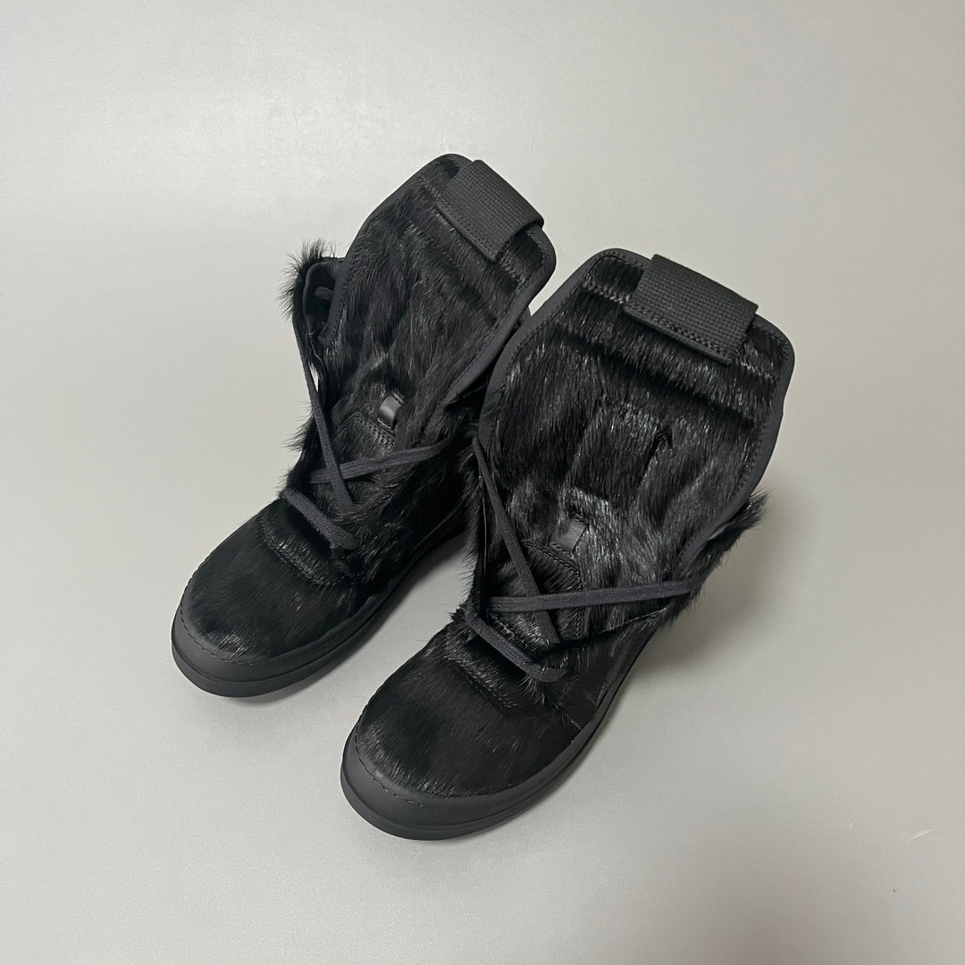 Aurora Custom Rick Owens Mainline Geobasket - "Murdered Out" Triple Black Pony Hair (1:1 Deconstructed) - Image 8