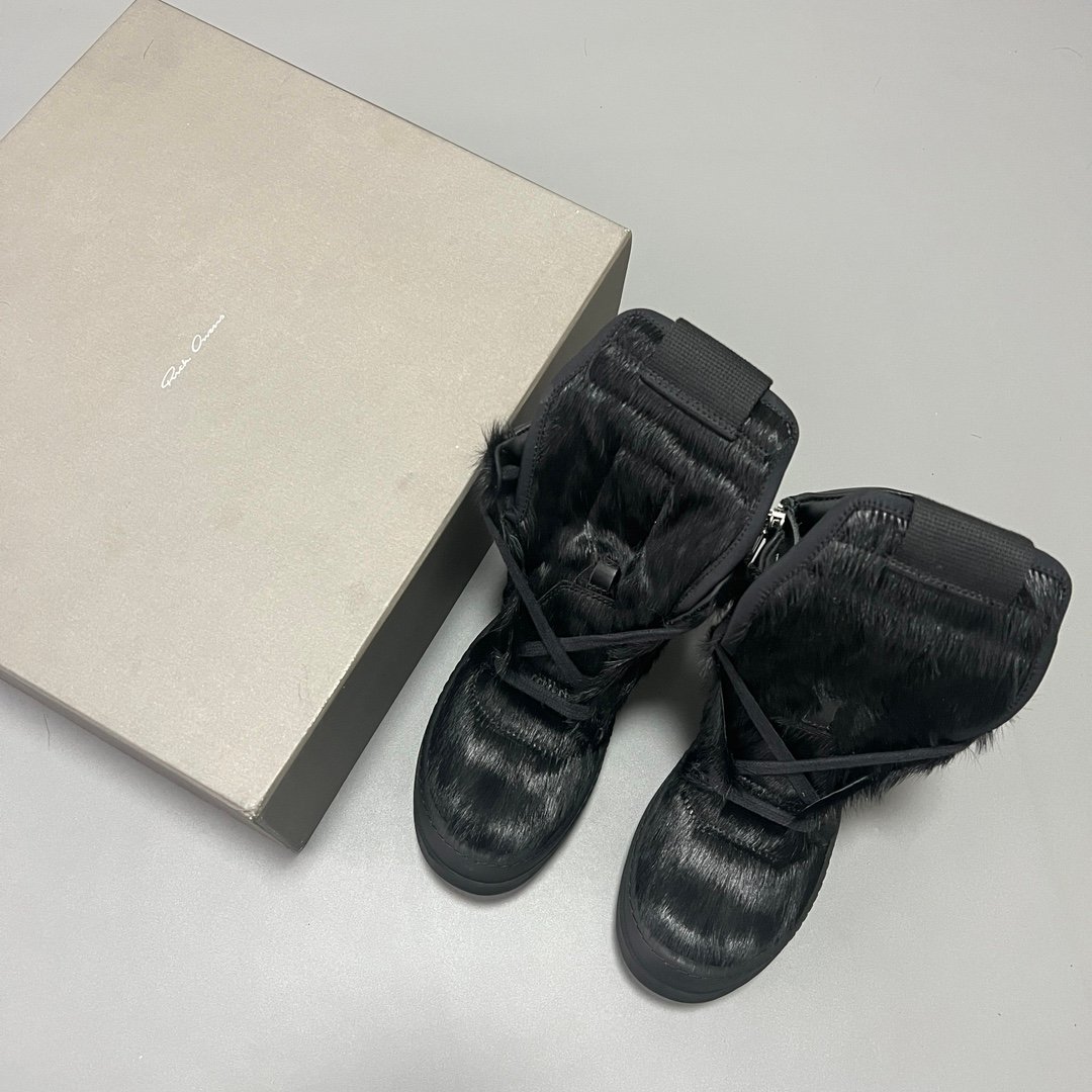 Aurora Custom Rick Owens Mainline Geobasket - "Murdered Out" Triple Black Pony Hair (1:1 Deconstructed) - Image 9