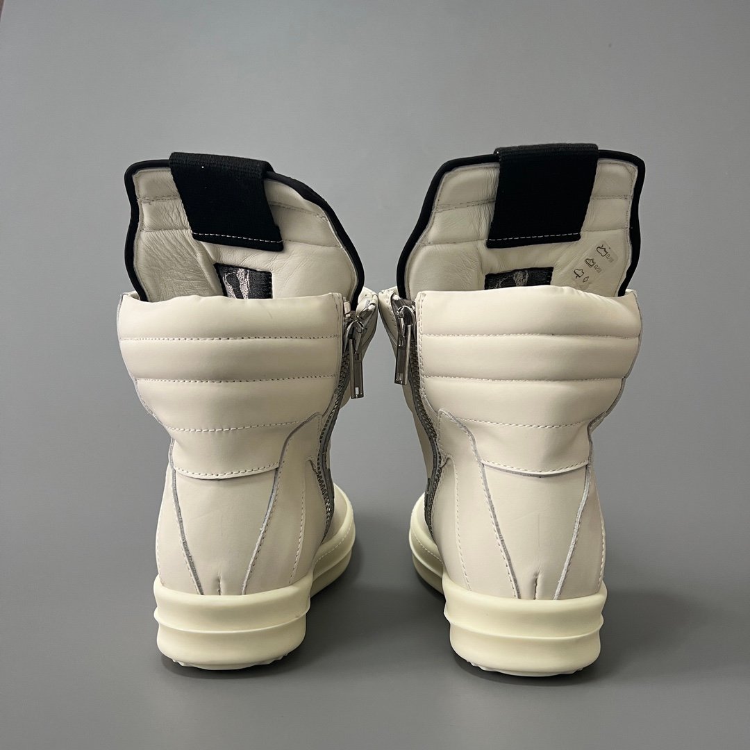 Aurora Custom Rick Owens Mainline Geobasket Jumbo Lace - Premium All-Milk White Leather (1:1 Deconstructed) - Image 5