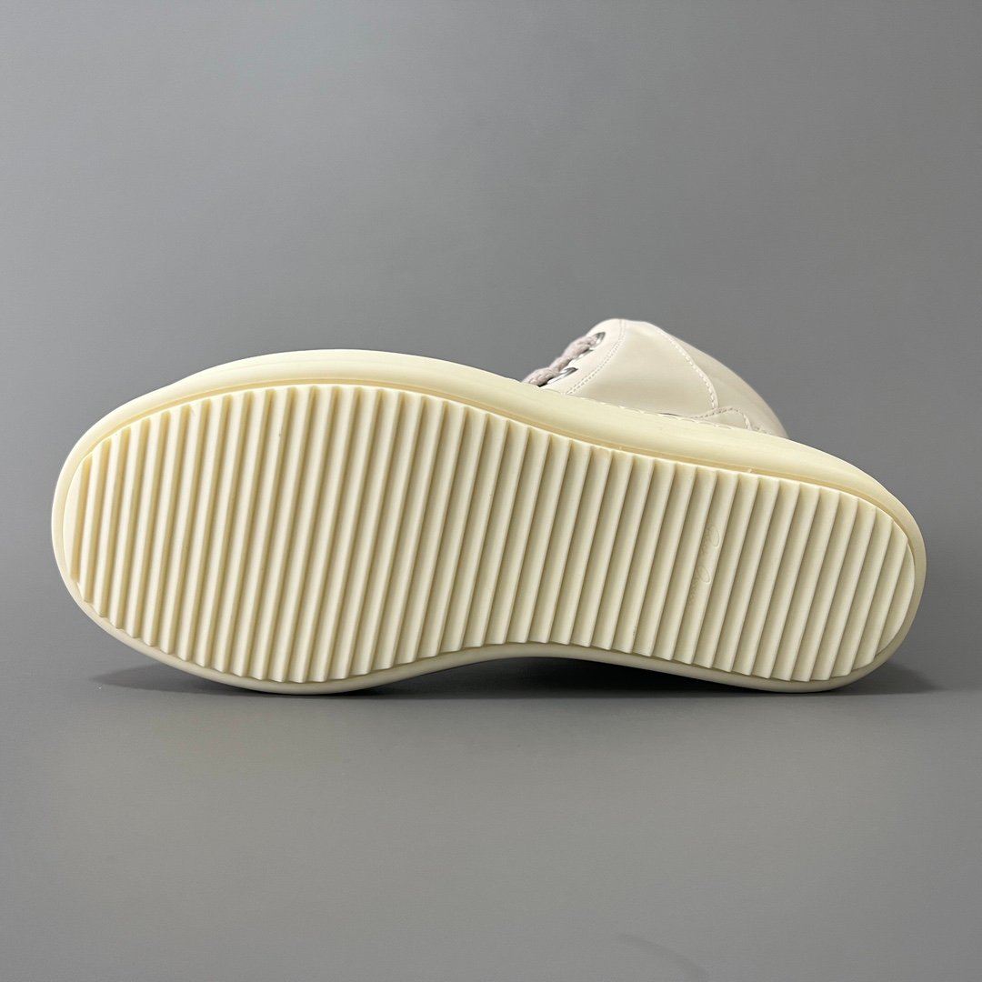 Aurora Custom Rick Owens Mainline Geobasket Jumbo Lace - Premium All-Milk White Leather (1:1 Deconstructed) - Image 6