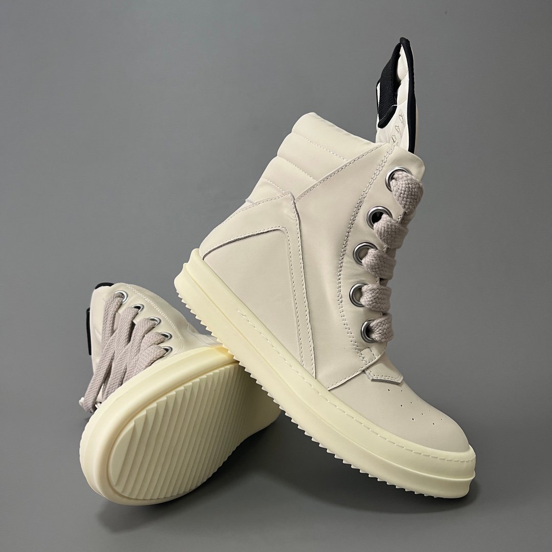 Aurora Custom Rick Owens Mainline Geobasket Jumbo Lace - Premium All-Milk White Leather (1:1 Deconstructed) - Image 7