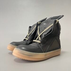 Aurora Custom Rick Owens Mainline Geobasket - Matte Black Leather & Translucent Amber Gum Sole (1:1 Deconstructed)