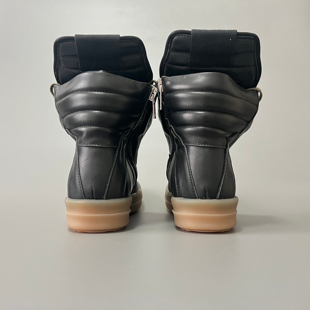 Aurora Custom Rick Owens Mainline Geobasket - Matte Black Leather & Translucent Amber Gum Sole (1:1 Deconstructed) - Image 5