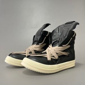 Aurora Custom Rick Owens Mainline Geobasket "Megalace" Hexagram - Premium Black Leather (1:1 Deconstructed)
