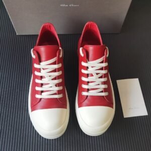 Aurora Custom Rick Owens Mainline Classic Ramones Low - Varsity Red Leather (1:1 Deconstructed)