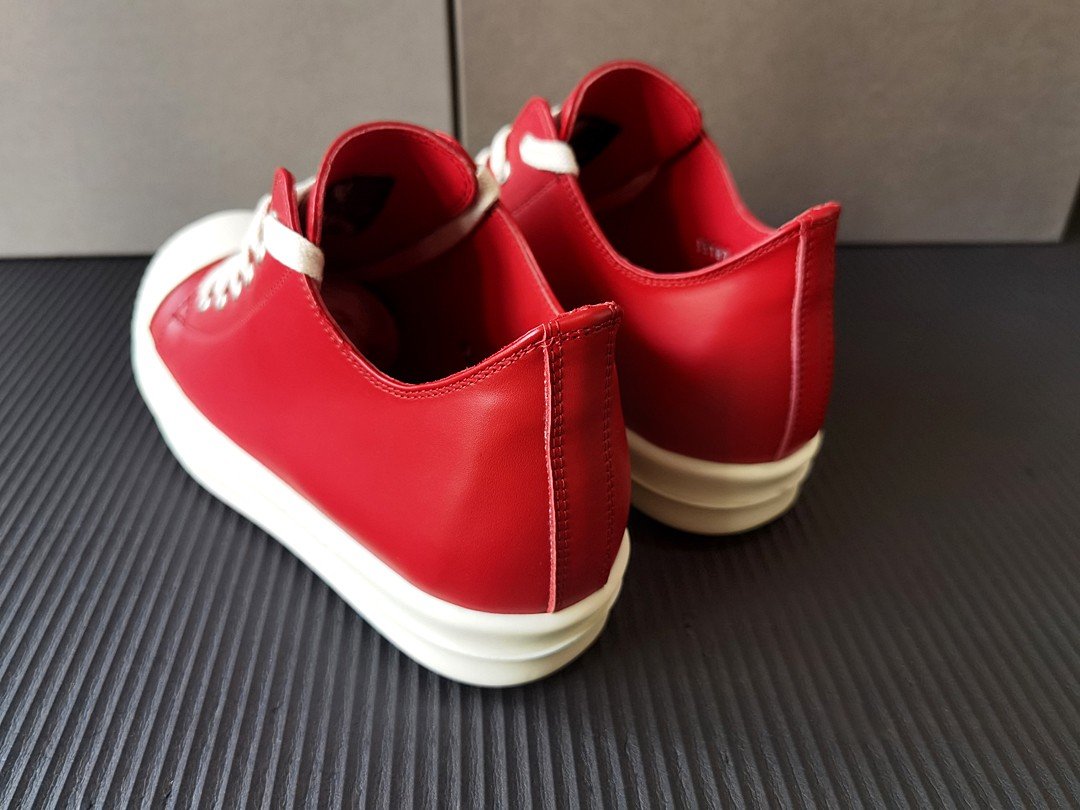 Aurora Custom Rick Owens Mainline Classic Ramones Low - Varsity Red Leather (1:1 Deconstructed) - Image 8